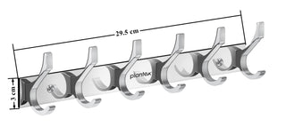 Plantex Aluminum Hook Rail with 6-Hooks for Walls of Bathroom/Kitchen–Hook Rail Bar for Clothes/Towel/Keys-Pack of 2 (6 Hooks,Chrome)