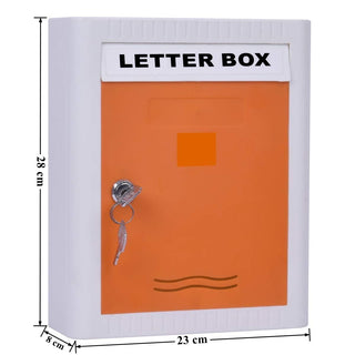 Plantex Virgin Plastic Wall Mount A4 Letter Box - Mail Box/Outdoor Mailboxes Home Decoration with Key Lock (Orange & White)