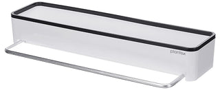 Plantex Unbreakable ABS Plastic White Floating Shelf with Towel Rod for Bathroom/Kitchen/Wall-Mount Shelf/Storage Shelf (16 x 4 Inches)