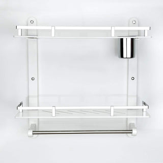 Plantex Acrylic 3in1 Multipurpose Kitchen/Bathroom Shelf/Rack/Towel Holder/Tumbler Holder/Kitchen/Bathroom Accessories(18 x 5 Inches)