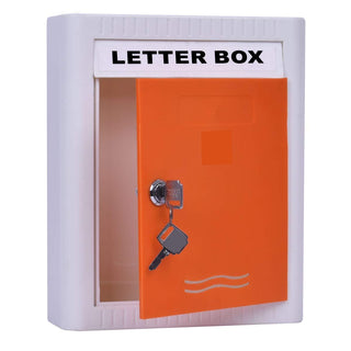 Plantex Virgin Plastic Wall Mount A4 Letter Box - Mail Box/Outdoor Mailboxes Home Decoration with Key Lock (Orange & White)