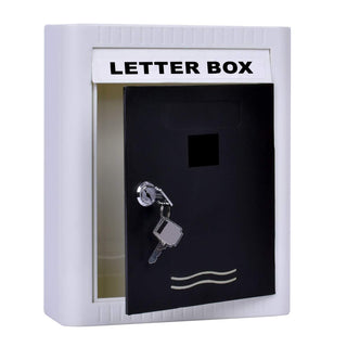 Plantex Virgin Plastic All-in-One Multipurpose Wall Mount A4 Letter Box/Suggestion Box/Complaint Box/Outdoor Mailboxes/Letter Box for gate and Wall with Key Lock (Black & White)