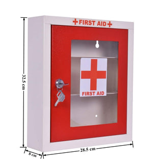 Plantex Emergency/First Aid Box for Home/Medical Box/First Aid Kit Box/Emergency Medicine Box/Medicine Organizer Box Office-School/Multi Compartment - Pack of 10 -with Key Lock - (Red & Ivory)