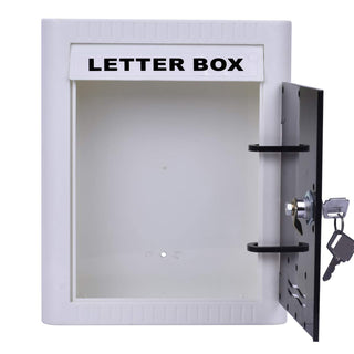 Plantex Virgin Plastic All-in-One Multipurpose Wall Mount A4 Letter Box/Suggestion Box/Complaint Box/Outdoor Mailboxes/Letter Box for gate and Wall with Key Lock (Black & White)