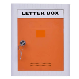 Plantex Virgin Plastic Wall Mount A4 Letter Box - Mail Box/Outdoor Mailboxes Home Decoration with Key Lock (Orange & White)