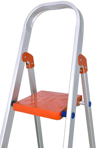 Plantex Classic 4 Step Foldable Aluminium Ladder for Home Use/Step Ladder (Orange & Silver)