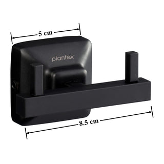 Plantex 304 Grade Stainless Steel Robe Hook/Cloth-Towel Hanger/Door Hanger/Hook/Bathroom Accessories - Squaro (Black)