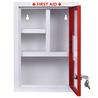 Plantex Platinum (Metal) Big Size Multi Compartments Emergency First Aid Box for Home/Medicine Box/Emergency Medical Box/First Aid Kit Box/School-Office use with Key Lock - (Red & White) - Wall Mount