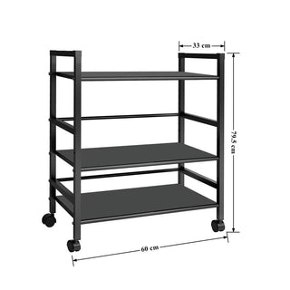 Plantex 3 Tier Premium Metal Rolling Trolley Cart Stand with Wheels/Oven Stand/Multifunctional Utility Stand with Storage Rack Shelves/Height Adjustable Shelf/Space Saving Stand for Home/Office(Black)