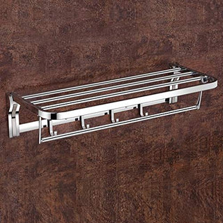 Plantex Stainless Steel Folding 24 Inches Large Towel Rack for Bathroom/Towel Holder/Towel Stand for Bathroom Accessories and Fittings(Chrome)