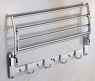 Planet Platinum Stainless Steel Folding Towel Rack with Bathroom Shelf/Perfume Rack/Bathroom Accessories