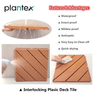 Plantex Tiles for Floor-Interlocking Heavy Plastic Tiles/Garden Tile/Quick Flooring Solution for Indoor/Outdoor Deck Tile-Pack of 10 (Brown)