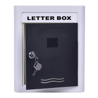 Plantex Virgin Plastic All-in-One Multipurpose Wall Mount A4 Letter Box/Suggestion Box/Complaint Box/Outdoor Mailboxes/Letter Box for gate and Wall with Key Lock (Black & White)