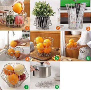 Plantex Multipurpose Stainless Steel Foldable Fruit And Vegetable Basket For Kitchen/Dining Table/Home(8 Shapes), 1 L