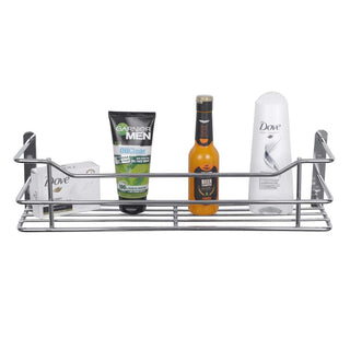 Plantex Stainless Steel Perfume Rack/Shampoo Rack/Shelf/Wall Mount Bathroom Shelf/Rack (14 inch)