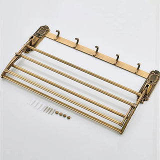 Plantex Antique Aluminum Folding Towel Rack for Bathroom/Folding Towel Stand/Hanger/Bathroom Accessories (24 Inch)