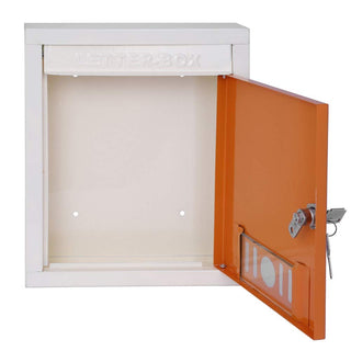 Plantex Wall Mount A4 Size Letter Box - Mail Box/Letter Box for Home gate with Key Lock (Orange & Ivory)