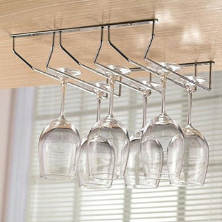 Plantex Wine Glass Rack/Holder Upside Down Glass Hanging Organizer/Glass Hanging Stand for Pubs/Kitchen/Bars (L20 x W13 Inches - Triple Line)