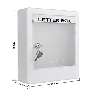 Plantex Virgin Plastic Wall Mount A4 Letter Box - Mail Box/Outdoor Mailboxes Home Decoration with Key Lock (White)