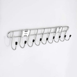 Plantex Stainless Steel Chrome Finish Hook Rail for Kitchen/Clothes Hanger for Bathroom/Washroom/Bathroom Accessories - (9 Hooks)(18 inches)