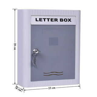 Plantex Durable Plastic A4 Letter Box/Mail Box/Post Box for Gate Home/Suggestion Box for Office use/Donation Box with Secure Lock and Keys (Grey & White), Wall Mountable