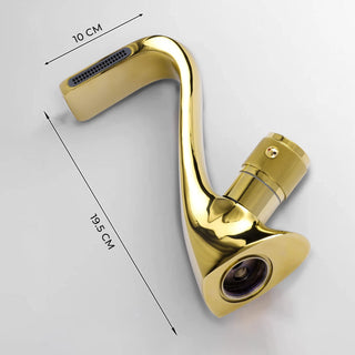 Plantex Designer Pure Brass Single Knob High Neck Hot & Cold Wash Basin Mixer/Kitchen Sink Tap (Gold)