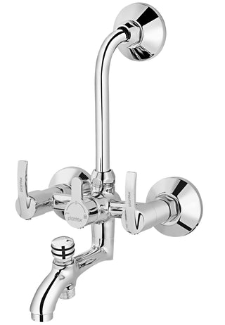 Plantex Pure Brass Wall Mixer for Bathroom 3 in 1 with L-Bend Provision for Overhead Shower & Hand Shower/Bathroom Mixer Tap with Brass Wall Flange & Teflon Tape/Water Mixer Tap-(AQ-1419-Chrome)