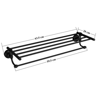 Plantex 304 Grade Stainless Steel 24 inch Towel Rack for Bathroom/Towel Stand/Hanger/Bathroom Accessories - Skyllo (Black)