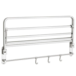 Plantex Stainless Steel Folding Towel Holder for Bathroom/Towel Rack with Hooks/Towel Hanger/Bathroom Accessories (24-inch) Chrome Finish