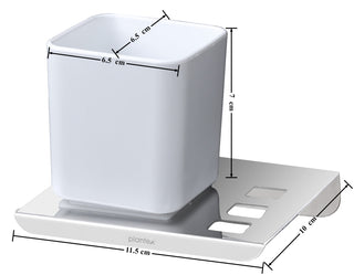 Plantex Stainless Steel with ABS Material Tumbler Holder/Tooth Brush Holder/Organizer/Bathroom Accessories - Wall Mount