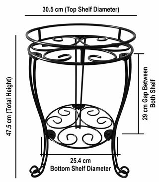 Plantex GI Metal 2 Tier Indoor/Outdoor Plant stand/Flower Pot Shelf for Living Room/Corner/Balcony (Black)