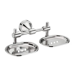 Plantex 304 Grade Stainless Steel Double Soap Holder for Bathroom/Soap Dish/Bathroom Soap Stand/Bathroom Accessories Pack of 3, Niko (Chrome)