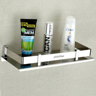 Plantex Stainless Steel Nickel, Chrome Bathroom Shelf Accessories (Silver, 12 X 5 Inches)