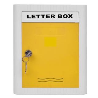 Plantex Virgin Plastic A4 Letter Box - Mail Box/Outdoor Mailboxes Home Decoration with Key Lock (Yellow & White) - Wall Mount