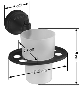 Plantex Niko Black Tumbler Holder Stand with Spaces for Toothbrush (304 Stainless Steel)