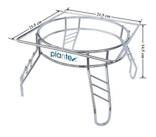 Plantex Heavy Stainless Steel Matka Stand/Pot Stand / Plant Pot Stand(21.5 x 21.5 x 14.5 cm, Silver-Chrome)