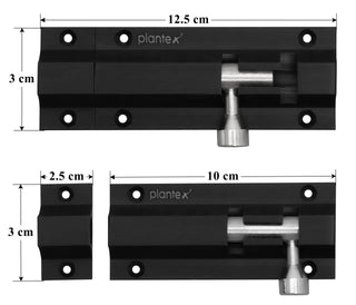 Plantex Heavy Duty 4-inch Joint-Less Tower Bolt for Wooden and PVC Doors for Home Main Door/Bathroom/Windows/Wardrobe - Pack of 6 (704, Black)