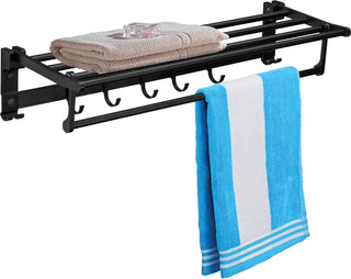 Plantex Aluminum Folding Towel Rack/Towel Stand/Hanger/Bathroom Accessories (24 Inches-Black)