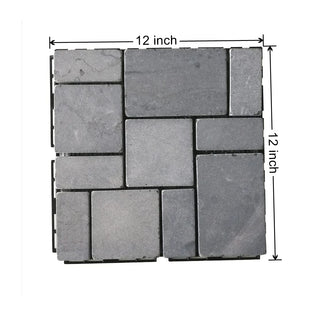 Plantex Tiles for Floor-Interlocking Stone Tiles/Garden Tile/Quick Flooring Solution for Indoor/Outdoor Deck Tile-Pack of 1 (Grey Stones)