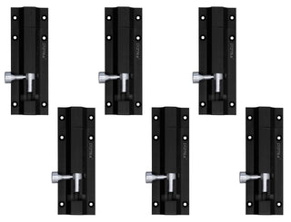 Plantex Heavy Duty 4-inch Joint-Less Tower Bolt for Wooden and PVC Doors for Home Main Door/Bathroom/Windows/Wardrobe - Pack of 6 (704, Black)