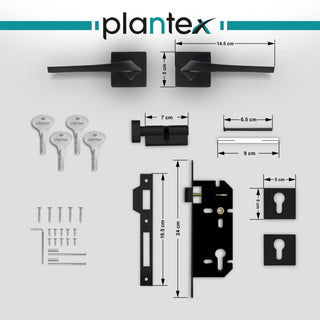 Plantex Door Lock-Fully Brass Main Door Lock with 4 Keys/Mortise Door Lock for Home/Office/Hotel (Sumer-3017, Black)