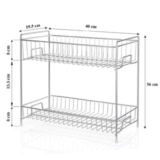 Plantex Stainless Steel 2-Tier Kitchen Rack/Spice Shelf/Kitchen/Pantry Storage Organizer(Silver-Chrome)