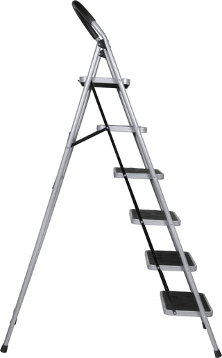 Plantex Heavy Steel Folding Ladder for Home - Wide 6 Anti Skid Steps (Black & Silver)