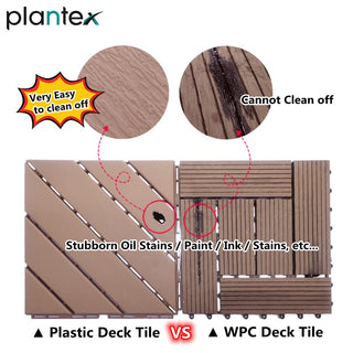 Plantex Tiles for Floor-Interlocking Heavy Plastic Tiles/Garden Tile/Quick Flooring Solution for Indoor/Outdoor Deck Tile-Pack of 6 (Brown)