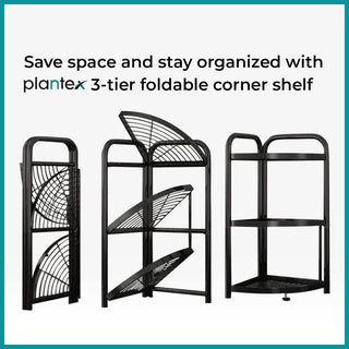 Plantex GI Metal 3 Tier Multipurpose Kitchen Corner/Shelf/Storage Rack/Organizer with PVC Pad for Kitchen (Black)