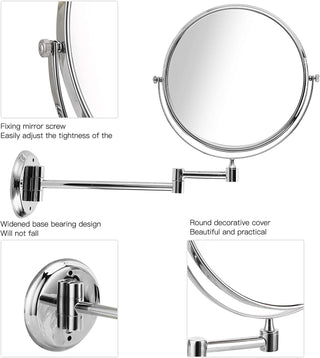 Plantex Brass Two-Sided 360° Swivel Shaving Mirror/Makeup Mirror/Vanity Mirror/Wall Mount Mirror/Magnifying Mirror(8 inches)