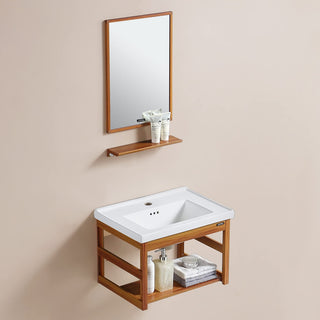 Plantex Aluminum Bathroom Vanity Cabinet Set with Sink/Mirror & Ceramic Basin for Bathroom – (Brown)