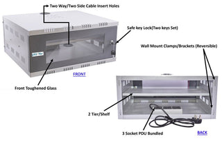 Plantex CCTV/Dvr/Nvr Cabinet Box/Dvr Wall Mount Rack with Lock/Network Rack/Server Rack with Power Socket - 3U+, Chrome