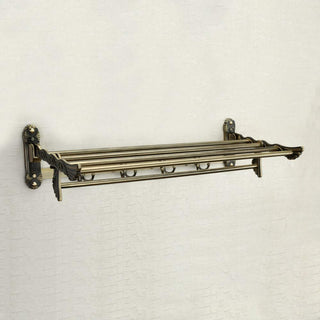 Plantex Antique Folding Towel Rack for Bathroom/Folding Towel Stand/Hanger/Bathroom Accessories (24 Inch-Brass Finish)