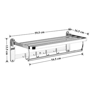 Plantex Bathroom Accessories-Stainless Steel 304 Grade Folding Towel Rack/Towel Hanger/Bathroom Organizer(24 Inch-Chrome)